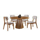 Conjunto Sala De Jantar 4 Lugares Carlo Mesa Redonda 1,2m E 4