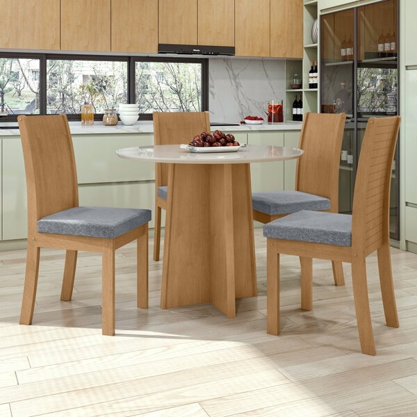 Conjunto Sala De Jantar 4 Lugares Quadrada Tampo Mdf Mesa Cel