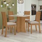 Conjunto Sala De Jantar 4 Lugares Quadrada Tampo Mdf Mesa Cel