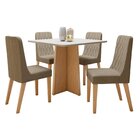 Conjunto Sala De Jantar 4 Lugares Quadrado Tampo Mdf Mesa Cel
