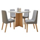 Conjunto Sala De Jantar 4 Lugares Quadrado Tampo Mdf Mesa Cel