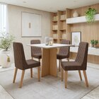 Conjunto Sala De Jantar 4 Lugares Quadrado Tampo Mdf Mesa Cel