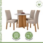 Conjunto Sala De Jantar 4 Lugares Redonda Tampo Mdf Mesa Cele