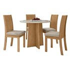Conjunto Sala De Jantar 4 Lugares Redonda Tampo Vidro/mdf Mes