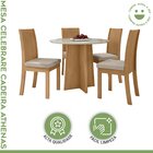 Conjunto Sala De Jantar 4 Lugares Redonda Tampo Vidro/mdf Mes