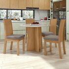 Conjunto Sala De Jantar 4 Lugares Redonda Tampo Vidro/mdf Mes