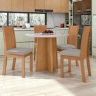 Conjunto Sala De Jantar 4 Lugares Redonda Tampo Vidro/mdf Mes