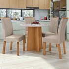 Conjunto Sala De Jantar 4 Lugares Redonda Tampo Vidro/mdf Mes