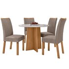 Conjunto Sala De Jantar 4 Lugares Redonda Tampo Vidro/mdf Mes