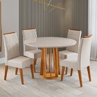 Conjunto Sala De Jantar 4 Lugares Redondo Tampo De Vidro E Md