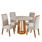 Conjunto Sala De Jantar 4 Lugares Redondo Tampo De Vidro E Md