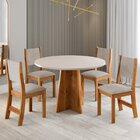 Conjunto Sala De Jantar 4 Lugares Redondo Tampo Em Mdf Chilli