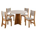 Conjunto Sala De Jantar 4 Lugares Redondo Tampo Em Mdf Chilli