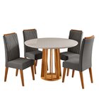 Conjunto Sala De Jantar 4 Lugares Redondo Tampo Mdf E Vidro F