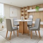 Conjunto Sala De Jantar 4 Lugares Redondo Tampo Mdf Mesa Cele