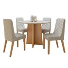 Conjunto Sala De Jantar 4 Lugares Redondo Tampo Vidro/mdf Mes