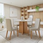 Conjunto Sala De Jantar 4 Lugares Redondo Tampo Vidro/mdf Mes