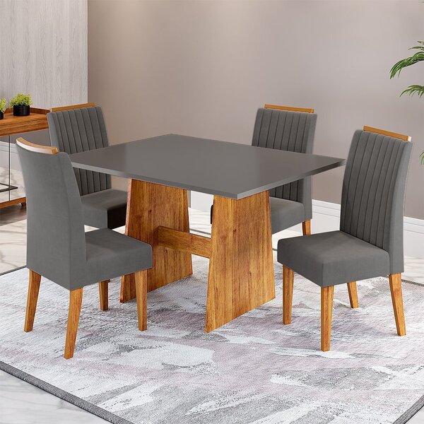 Conjunto Sala De Jantar 4 Lugares Retangular Tampo De Mdp Bel