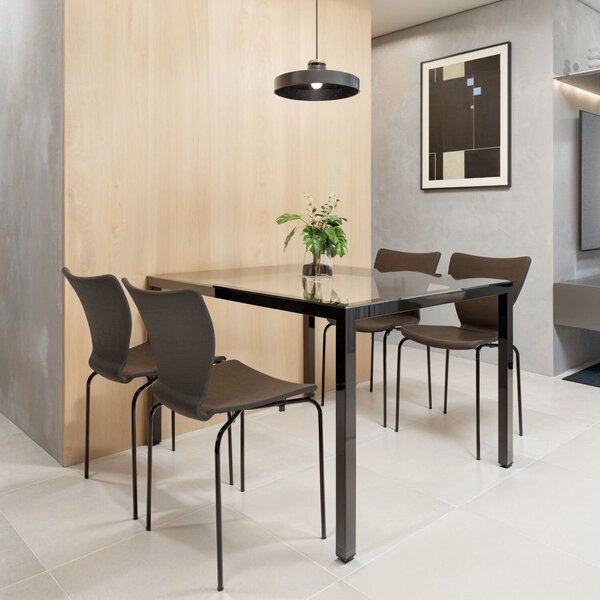 Conjunto Sala De Jantar 4 Lugares Retangular Tampo De Vidro 1