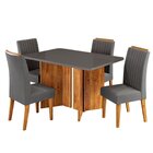 Conjunto Sala De Jantar 4 Lugares Retangular Tampo De Vidro/m