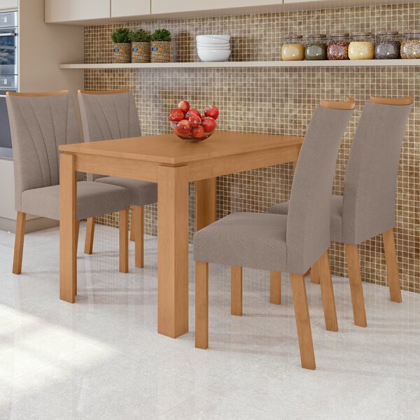 Conjunto Sala De Jantar 4 Lugares Retangular Tampo Mdf Mesa A