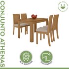 Conjunto Sala De Jantar 4 Lugares Retangular Tampo Mdf Mesa E