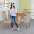 Conjunto Sala De Jantar 4 Lugares Retangular Tampo Mdf Mesa E