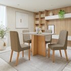 Conjunto Sala De Jantar 4 Lugares Retangular Tampo Vidro/mdf