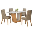 Conjunto Sala De Jantar 4 Lugares Retangular Tampo Vidro/mdf