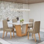 Conjunto Sala De Jantar 4 Lugares Retangular Tampo Vidro/mdf