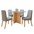 Conjunto Sala De Jantar 4 Lugares Retangular Tampo Vidro/mdf