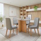 Conjunto Sala De Jantar 4 Lugares Retangular Tampo Vidro/mdf