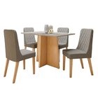 Conjunto Sala De Jantar 4 Lugares Retangular Tampo Vidro/mdf