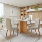 Conjunto Sala De Jantar 4 Lugares Retangular Tampo Vidro/mdf