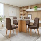 Conjunto Sala De Jantar 4 Lugares Retangular Tampo Vidro/mdf