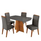 Conjunto Sala De Jantar 4 Lugares Tampo Barril De Vidro/mdf P