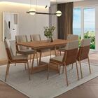 Conjunto Sala De Jantar 6 Cadeiras Boston Carraro Nogal Rosê