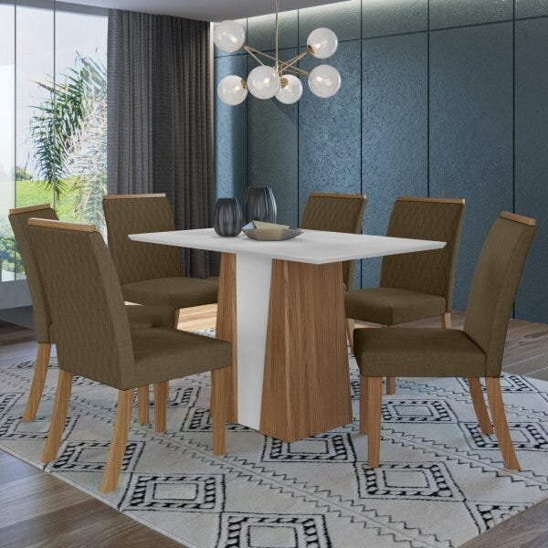 Conjunto Sala De Jantar 6 Cadeiras Carine Espresso Móveis Nat