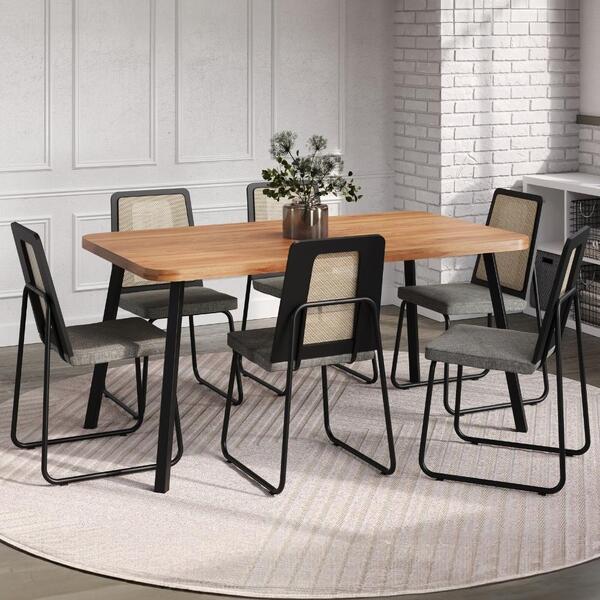 Conjunto Sala De Jantar 6 Cadeiras Catânia Carraro Nogal E Pr