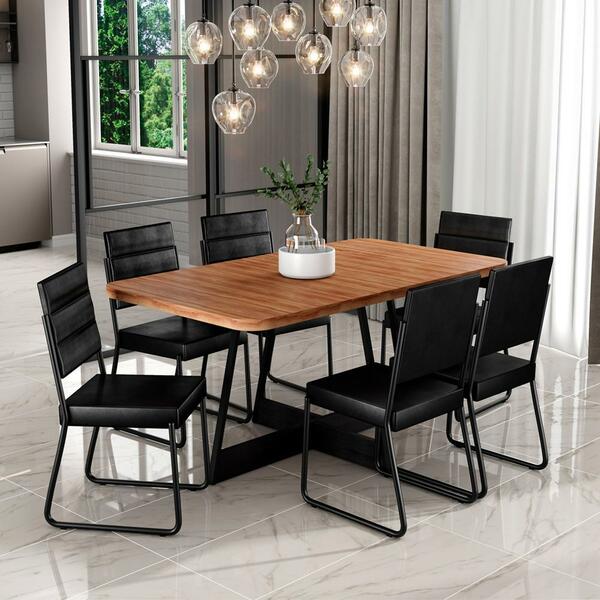 Conjunto Sala De Jantar 6 Cadeiras Charlotte Carraro Nogal Co