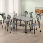 Conjunto Sala De Jantar 6 Cadeiras Fortaleza Preto / Prata /