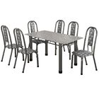 Conjunto Sala De Jantar 6 Cadeiras Fortaleza Preto / Prata /