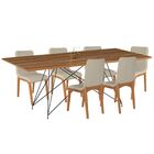Conjunto Sala De Jantar 6 Cadeiras Mesa 180cm Teka/champagne