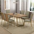 Conjunto Sala De Jantar 6 Cadeiras York Carraro Carvalho Dour