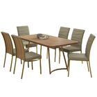Conjunto Sala De Jantar 6 Cadeiras York Carraro Carvalho Dour