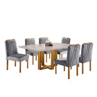 Conjunto Sala De Jantar 6 Lugares Mesa Lisy Madeira Maciça E