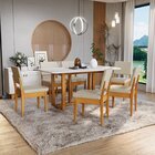 Conjunto Sala De Jantar 6 Lugares Oval Tampo Mdf Mesa Filadél