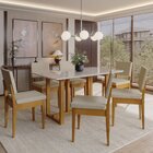 Conjunto Sala De Jantar 6 Lugares Retangular Com Tampo De Vid