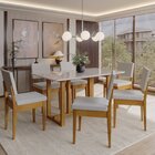Conjunto Sala De Jantar 6 Lugares Retangular Com Tampo De Vid