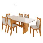 Conjunto Sala De Jantar 6 Lugares Retangular Tampo De Mdp Riv